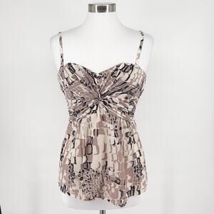 Nanette Lepore Women’s Snakeskin Print Cotton Silk Cami Top Removable Straps  4